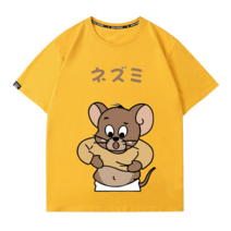 생쥐 개성 인조표 연판 반팔 티셔츠 남녀 여름 순면 루즈핏 상의
