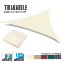 방수 태양 쉼터 차양 보호 그늘 항해 천막 캠핑 그늘 천 야외 캐노피 정원 파티오 40, 베이지 3.6x3.6x3.6M