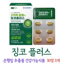 징코플러스 기억력 혈행 건강 은행잎추출물 비타민 함유, 3개, 30정
