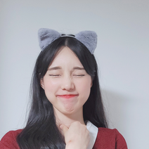 귀여운 고양이 동물 머리띠, 2.크림 머리띠, 그레이