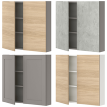 이케아 욕실 벽수납장 ENHET 엔헤트 벽수납장 + 선반2/도어 그레이/참나무무늬 80x17x75 cm