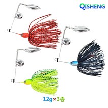 [QISHENG] 스피너베이트 3종 세트 양면 루어케이스, 12g, 혼합색상C