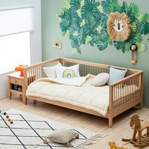 쁘띠라뺑] 헨리 비치원목 침대 그랜드슈퍼싱글 GSS + 컴포트폼 매트리스, 소프트핑크/수도권 외(해피콜 추가금액 안내)