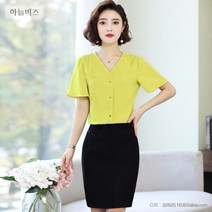 블라우스 셔츠 브이넥 통근 그린 파프리카 솔리드 셔츠 뉴타임즈 C23 U559F678