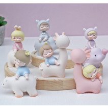 리리론스 인테리어 소품 미니 장식품 오브제 인형 1+1 2개 set, 기린 왕자, 기린공주