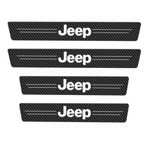 수동페달 자동차페달 자동차패달커버 car door threshold scuff plate 탄소 섬유 씰 보호대 스티커 지프 레니게이드 랭글러 자동 도어 엔트리 페달 가드, 4pcs 지프