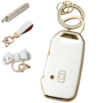 루루형제 기아 차 키케이스 스마트 자동차 K3 K5 K7 K8 K9 스포티지 쏘렌토 니로 레이 셀토스 카니발 키커버 키홀더 키링, 키케이스+번호키링+가죽리본키링+가죽스트랩, AK-05, 크림화이트