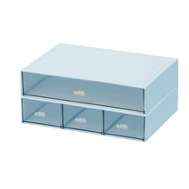 라라하우스 책상정리 멀티박스 미니서랍 수납정리함, 2단 1칸+3칸, 블루