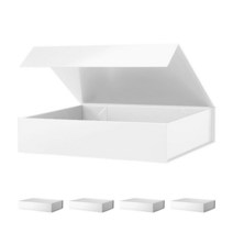 PACKHOME 선물 상자 5개 27.9 x 19.8 5.9cm(11 7.8 2.3인치) 뚜껑이 있는 포장용 자석 튼튼한 셔츠 (글로시 퍼플 잔디 질감)521249, 1 Count (Pack of 5), White