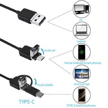 1M 2M 5.5mm/7mm 내시경 카메라 3 in 1 USB/Micro USB/Type-C 6led 안드로이드 PC 용 조절 방수 검사 미니, 02 2m_02 5.5mm Hard Cable, 02 2m