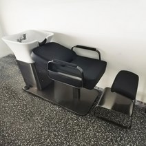 샴푸의자 업소용 고급 미용실샴푸대 미용실 의자, 티타늄 블랙 스테인리스 스틸 원형 세면대, 공식 표준