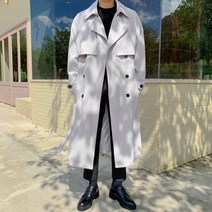 머시따 남성용 오버핏 롱 더블 트렌치코트