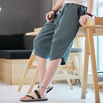 빅사이즈캐주얼바지 2022 여름 칠부바지 차이나 아시아 얽히고설 바지남자 빅진 배기 팬츠 면린넨 4995604958