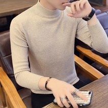 목폴라 남성 하프 터틀넥 스웨터 남성 가을 겨울 유행 니트 스웨터 스웨터 솔리드 컬러 올 매치 플러스 벨벳 두꺼운 미드 넥 바닥 셔츠