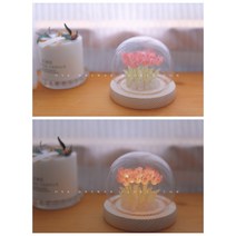 미니 꽃밭 튤립 무드등 핸드메이드 DIY 재료 생일 선물, 핑크 DIY 20송이 꽃
