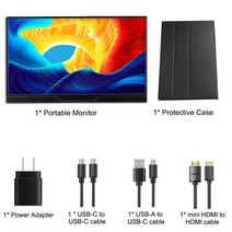 보조모니터 C타입 휴대용 UHD 컴퓨터 노트북 Xbox 스위치용 듀얼 스피커 게이밍 IPS HDR 400 4K, 4.With protective case - 미국 플러