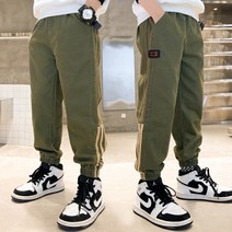 FULIBS 소년 바지 봄 가을 새로운 2022 어린이 바지 중소 아동 오버올 퓨어 코튼 느슨한 통통 유행 봄 캐주얼 1L