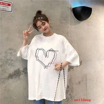 puildaug 면 짧은 소매 셔츠 여자의 여름 느슨한 반 소매 탑