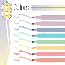 Mr. Pen - 미적 귀여운 파스텔 형광펜 세트 8개 끌 팁 정품보장, 8 Pack, Candy Colors