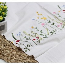 혜인천 대폭 20수 광목 들꽃 자수원단 2줄 워싱원단 바란스 패치 이불 커텐, 들꽃자수 광목색