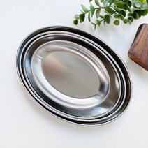 [안젤라스] 스텐 타원 접시 4size (무광스텐 간식그릇 캠핑그릇 오벌플레이트), M 폭 25cm용 채망
