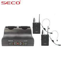 세코(SECO) PX-2200RBH 2CH UHF 무선 헤드셋마이크 시스템 900Mhz 듀얼 충전기일체형! 바디팩 핸드 타입변경 가능 국산! 핀 헤드셋마이크 별매!, 벨트팩(핀마이크)