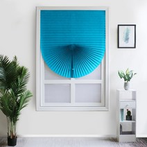 햇빛 코드가없는 어두워지는 Pleated Window Shade 블 드 홈 아파트 기숙사 Half Blackout Curtain 개인 정보 보호를 위해, 90W x 180cm L, Blinds Blue