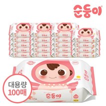 순둥이 베이직 무향 엠보싱 플러스 리필형 100매 20팩(S-nBpR) 유아물티슈, 20팩