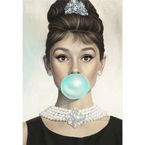 Aurora 보석십자수 캔버스형 DIY키트 30 x 40 cm, NO 074 인물 풍선부는 오드리