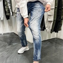 셀러허브 패션 남자 빈티지 페인트 워싱 스크래치 청바지