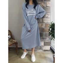 상상그이상 여성용 국내제작 간절기 메이저 원피스 빅사이즈 오버핏 면100 레터링 포인트 마실룩 홈웨어룩