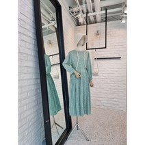 [반다리] 페인팅 허리 스티링 주름 롱원피스