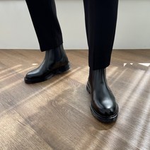 남자 키높이 가죽 첼시부츠 무광 부추 앵클부츠