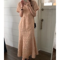 쏭포유 / 유니크 자가드 스퀘어넥 롱원피스 3color