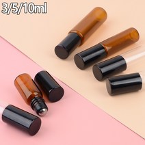 암막 롤온 향수 공병 휴대용 케이스 만들기 DIY 휴대용 아로마 오일 용기 롤러 볼 투명 갈색 유리 미니, 갈색 - 10ml