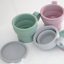 파스텔 실리콘 접이식 뚜껑 머그컵(3color) 캠핑 등산 주방 용품 인테리어 소품 디자인 아이디어 상품, 그린