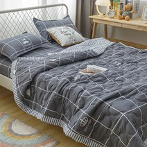 면 크림색 포근포근 부드러운 워싱체크 정전기방지 얇은 모달차렵이불 깃든 이부자리 면이불