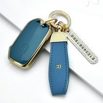 쏘렌토 MQ4 (2020-현재) 키케이스 5버튼 골드라인 메탈룩 실리콘 키홀더 키커버 풀세트 기아7, 파스텔 블루