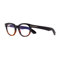 톰포드 Round 안경 FT5807-B-005-50 블랙 Frame 블루 Light 렌즈