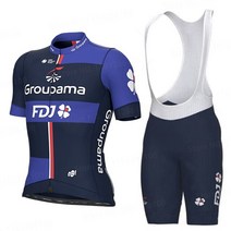 싸이클복 자전거 유니폼 기모싸이클복2023 FDJ 사이클링 유니폼 세트 남성용 자전거 의류 MTB 팀 레이싱 셔