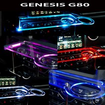 ArtX 올뉴 제네시스 G80 USB 5V LED 2단 차량용 무중력테이블 컵홀더 식탁 자동차 선반 핸드폰 거치대 수납용품, 블루, 포함, 미니-컵홀더 타잎