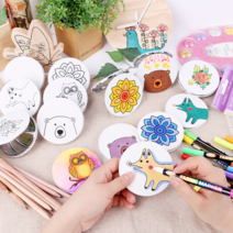 레디코 패브릭 손거울 만들기 키트 민화 단청 모란 diy 세트 전통 무늬 공예 재료 접이식 휴대용 미니 원형 거울, 곰(사은품증정)