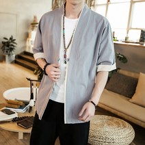 POMTOR 남자 여름 린넨 5부 쇼트 셔츠 생활한복 반팔 셔츠