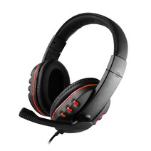 게임용 헤드셋 3.5mm 유선 헤드폰 PC 게임 콘솔 와이어 제어 마이크 이어폰, Red