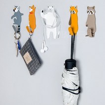 HARAM 캐릭터 동물 접착식 부착식 벽 걸이 후크 아기방 꾸미기 고양이 강아지 원숭이 곰 다용도 소품 인테리어, 1개