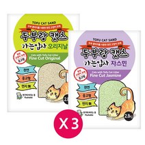[도그씨] 두부랑캣츠 가는입자 7L x 3개 고양이 두부모래