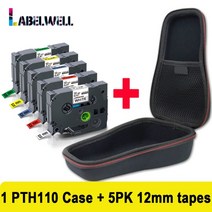 라벨기 라벨프린터 labelwell eva hard case 적당한 형제 pt-h110 pth110 231 label maker for travel bag Carrying, 1케이스 5팩 8세트