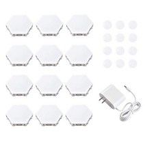 양자기 DIY 육각 터치 센서 LED 야간 조명 민감한 양자 램프 모듈 형 육각형 크리 에이 티브 장식 벽, [04] 12 PCS Full Set, [03] UK Plug, [02] Cool White(5500-7000K)