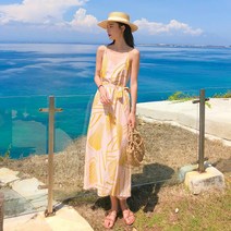 여름 슬립 발리 원피스 여 보헤미안 싼야 비치 스커트 롱