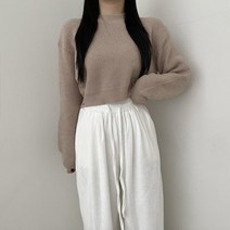 VANANA2 힙 스타일 여성 밑단 포인트 데일리 크롭 루즈핏 하찌 크롭 라운드 니트